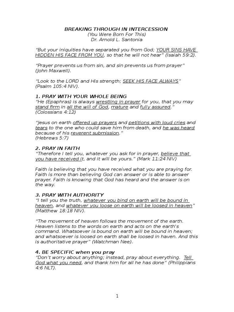 Power of Intercessory Prayer Guide | PDF | Elijah | Intercession