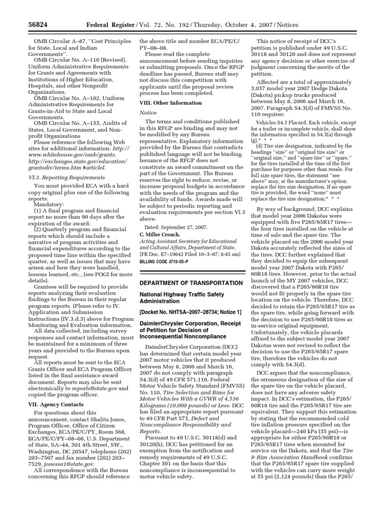 OMB Circulars and Reporting Requirements | PDF | Seat Belt | Tire