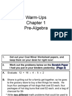 Warm-Ups - Chapter 1 - Pre-Alg