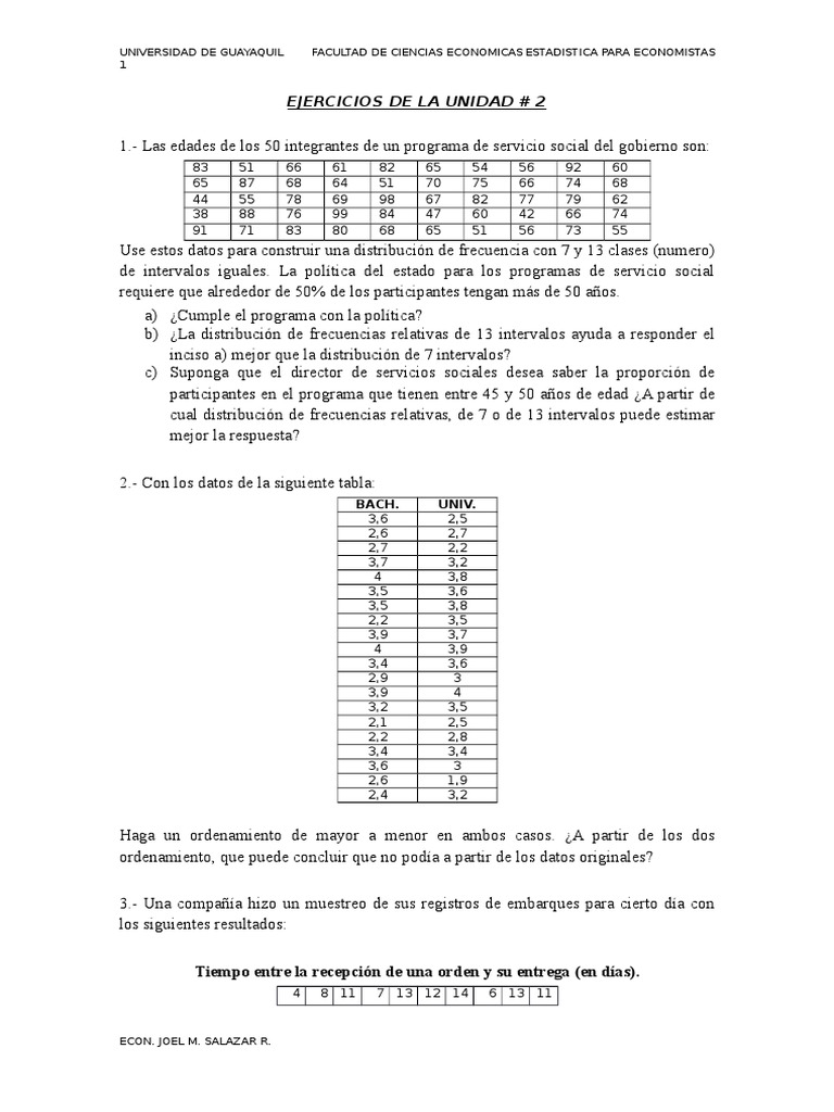 Ejercicios de Estadistica para Economistas 1 | PDF | Business ...