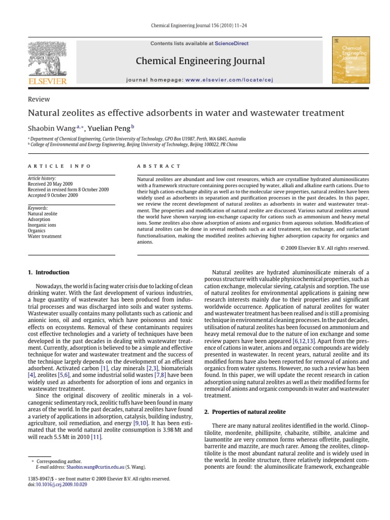 Natural Zeolites as Effective Adsorbents in Water and Wastewater