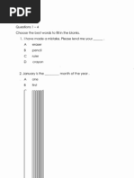 Soalan ENGLISH BI Bahasa Inggeris Tahun 2 Paper 1