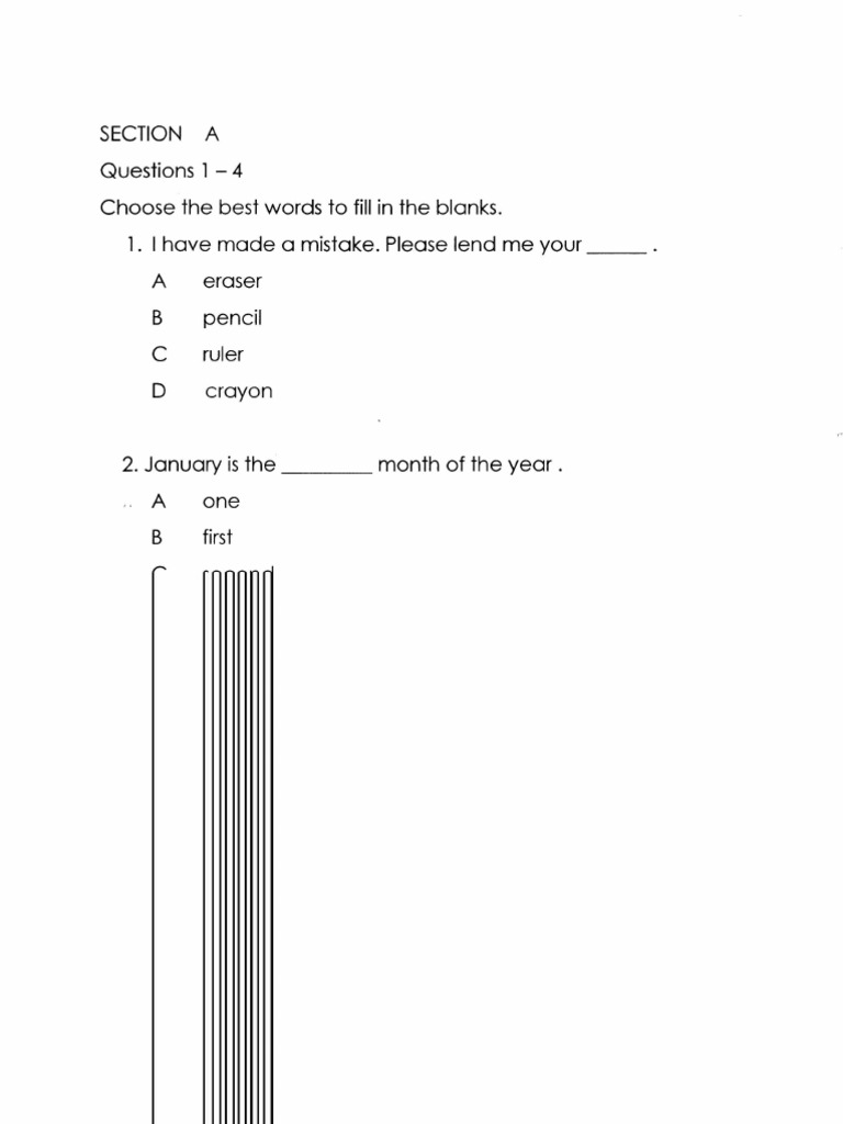 Soalan ENGLISH BI Bahasa Inggeris Tahun 2 Paper 1