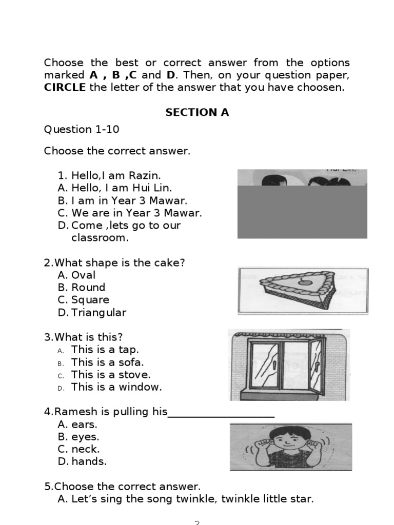 Latihan Bahasa English Tahun 3