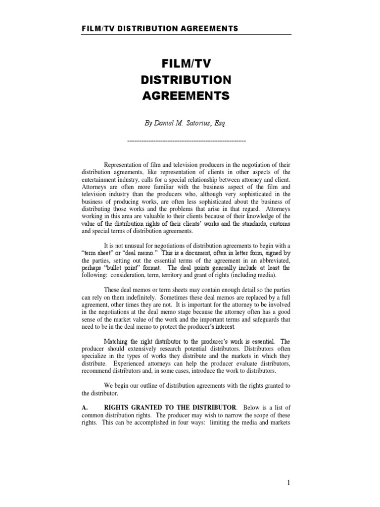 Film/TV Distribution Agreements | PDF | Royalty Payment | Television