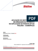 Aplicação Do Geotêxtil Bidim Em Dreno de Pavimento Na Duplicação Da Rodovia Sp332 Paulínia Cosmópolis (Tecnico)