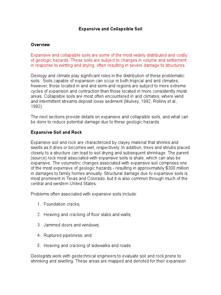 Expansive and Collapsible Soil | PDF | Geotechnical Engineering | Soil