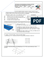 Avaliação de Matemática 9o Ano