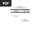 S.No Description Amount Due Date 1 Telephone Bill 585 31/08/2015 2 SUI Gas Bill 190 2/9/2015