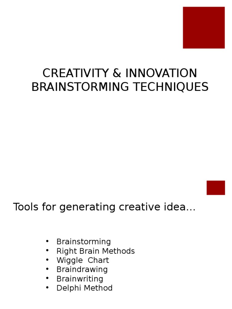 Creativity & Innovation Brainstorming Techniques | PDF | Brainstorming ...