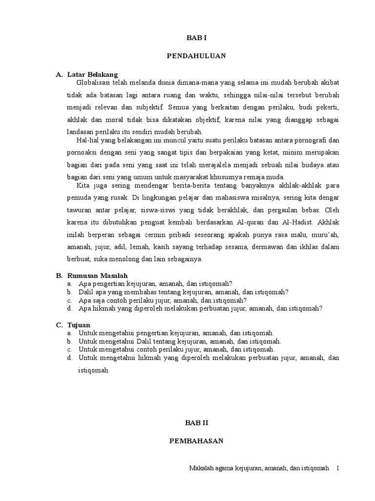 Makalah Kejujuran