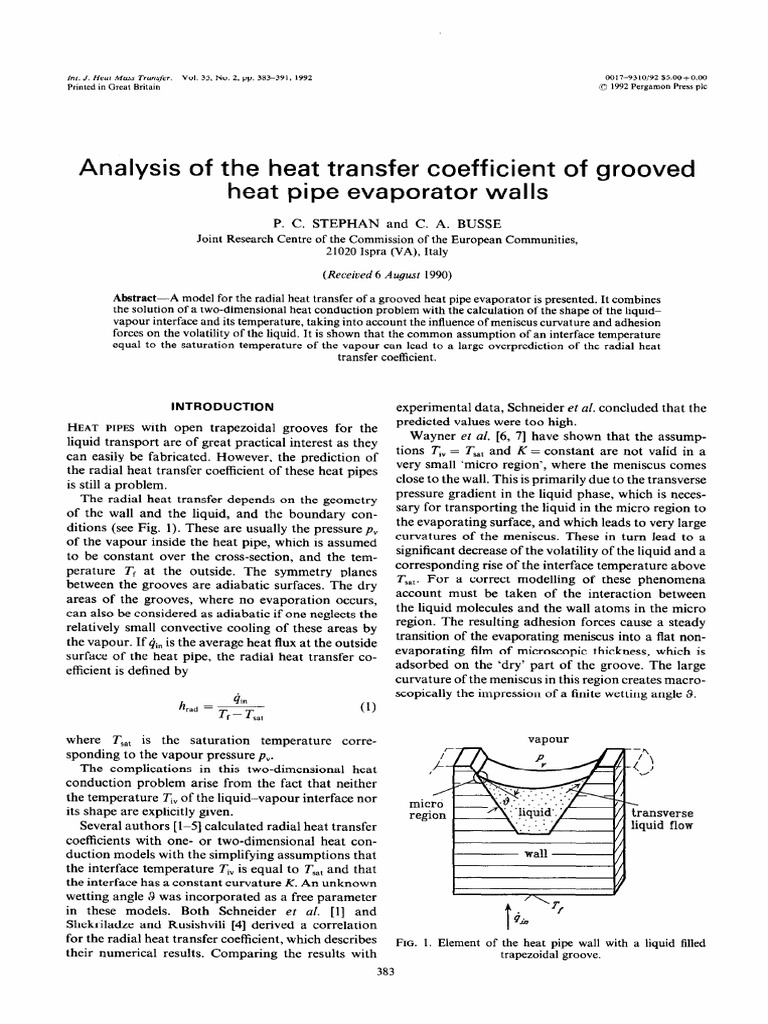 Analysis of The Heat Transfer Coefficient of Grooved Heat Pipe