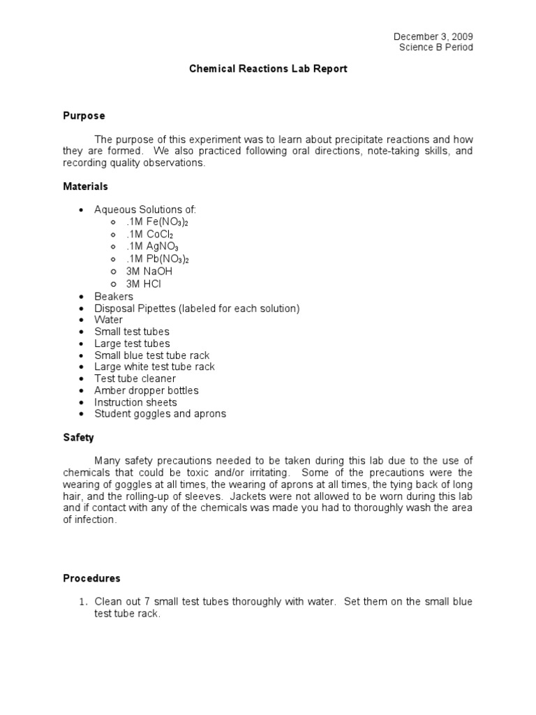SFMS - 8th Grade - Chemistry Unit Lab Report - Example 02 | Hydroxide ...
