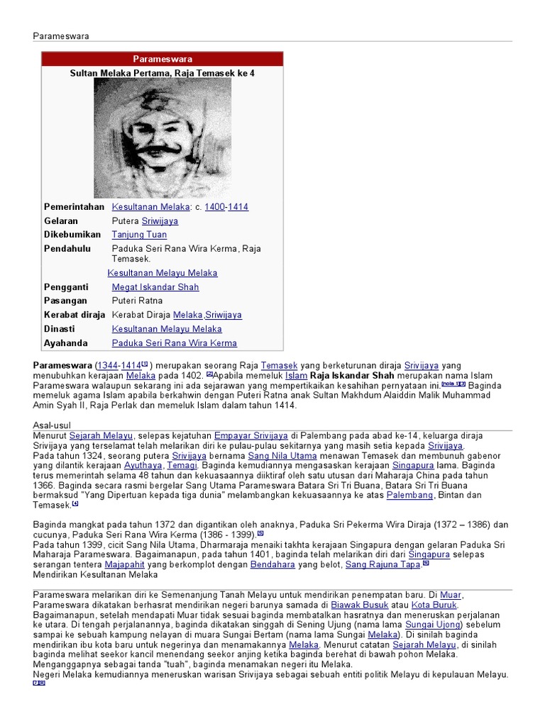 Nama Parameswara Selepas Memeluk Islam