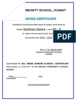 Indian Community School, Kuwait: Bonafide Certificate