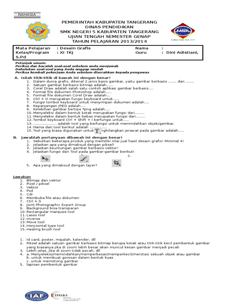 Contoh Soal  Desain  Grafis  Kelas  11  Semester  2 Dapatkan 