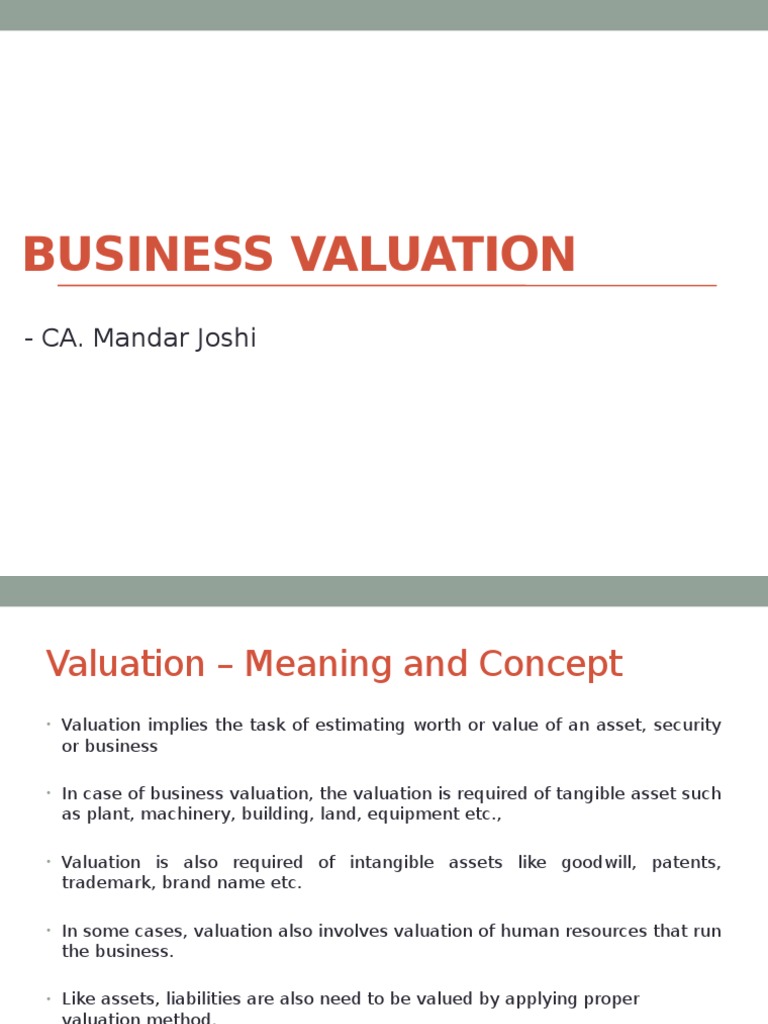 Business Valuation Methods Explained | PDF | Book Value | Valuation ...