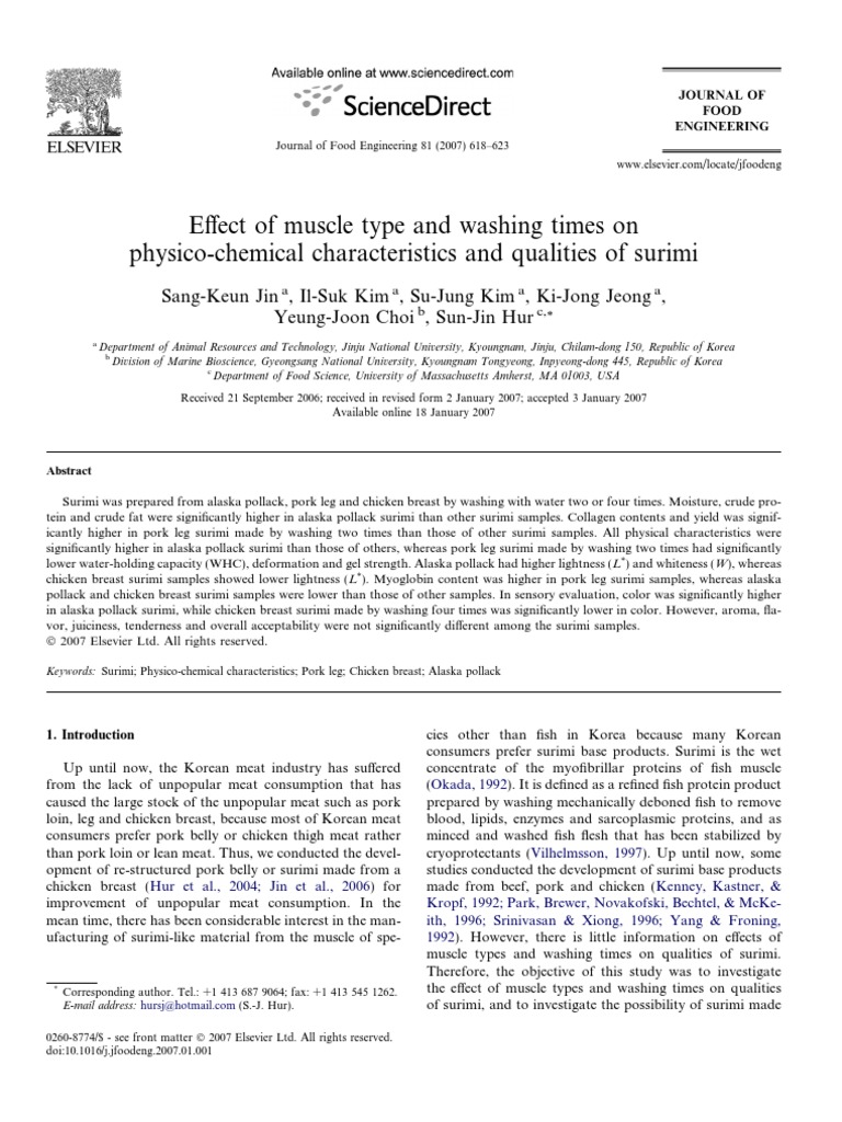 Jurnal surimi Meat Yield (Engineering)
