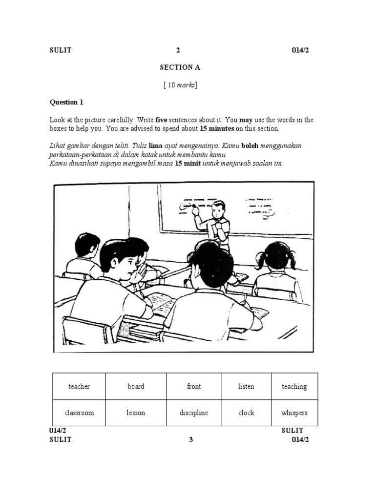 Soalan ENGLISH BI Bahasa Inggeris Tahun 5 Paper 2