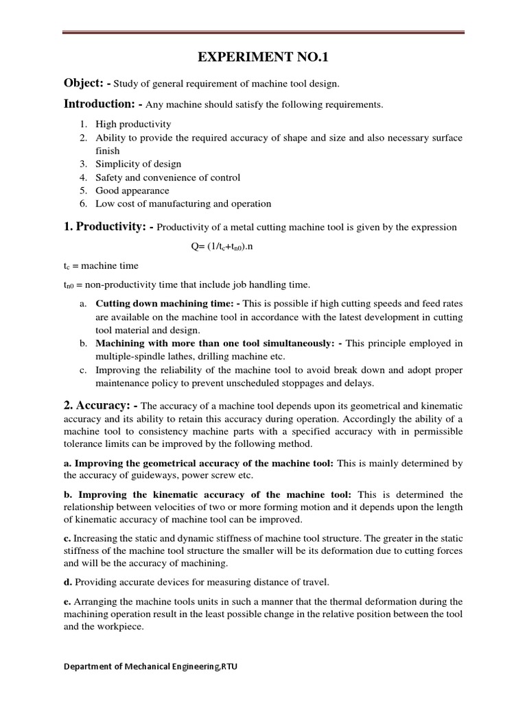 Machine Tool Design Lab Manual | PDF | Gear | Transmission (Mechanics)