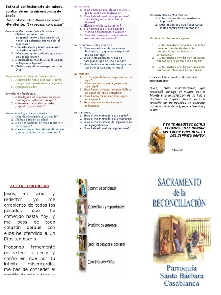 Triptico Examen de Conciencia Pecado Perdón