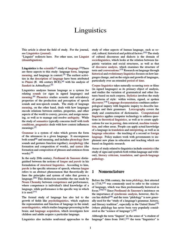 Linguistics PDF Lexicon Linguistics