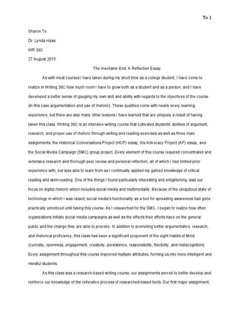 Reflection essay example image