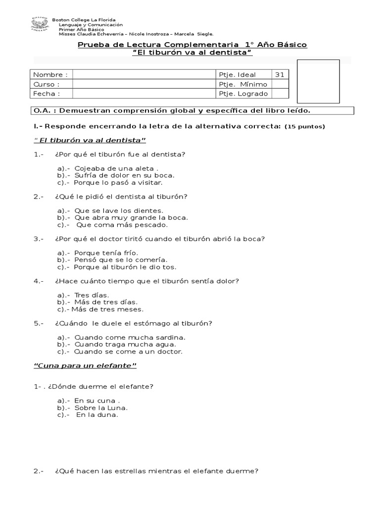 El Tiburon Va Al Dentista PDF Ocio
