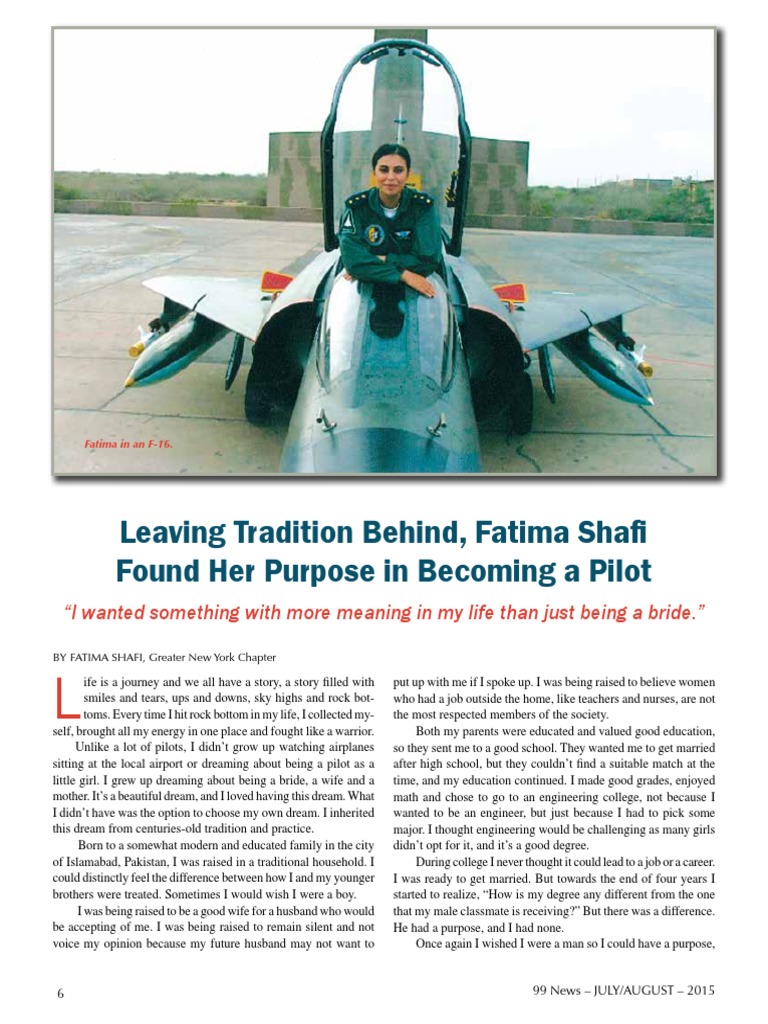 Fatima Shafi: Breaking Barriers as a Pilot | PDF | Fighter Aircraft ...