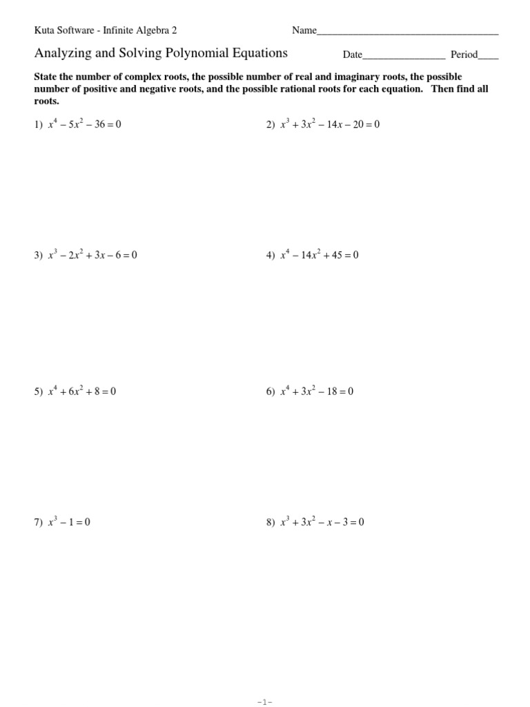 Analyzing and Solving Polynomial Equations | PDF | Equations | Polynomial