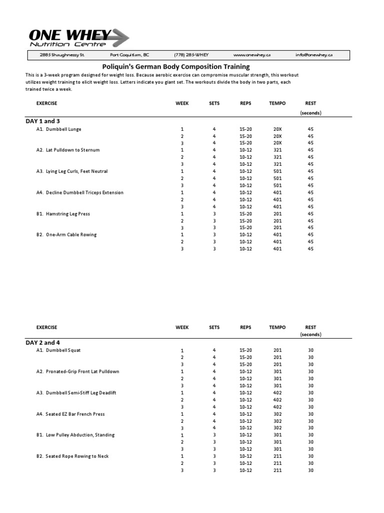 German Body Composition Training Plan | PDF | Science & Mathematics ...