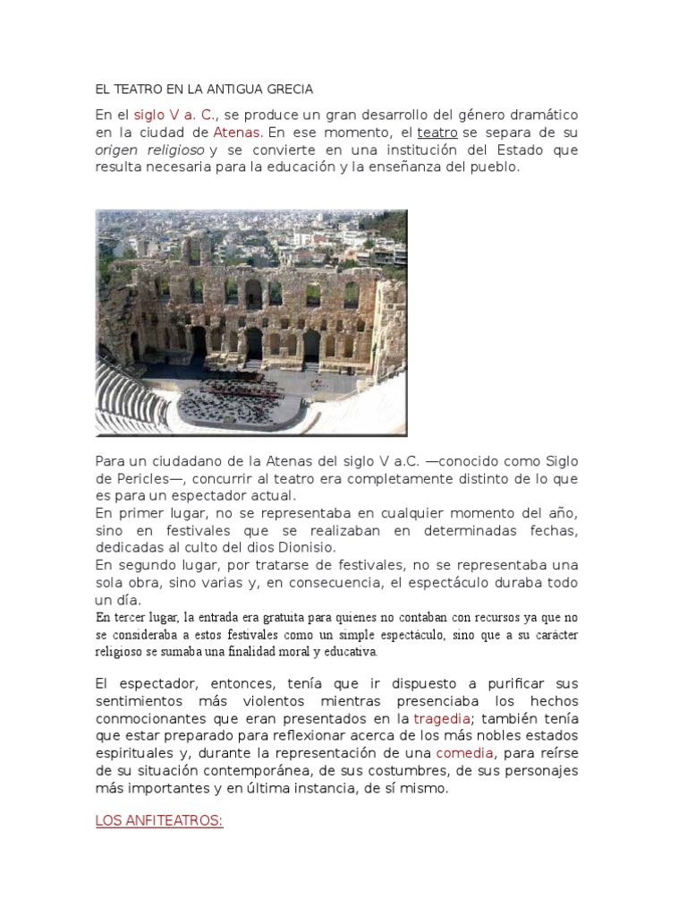 El Teatro en la Antigua Grecia | PDF | Teatro | Imitación