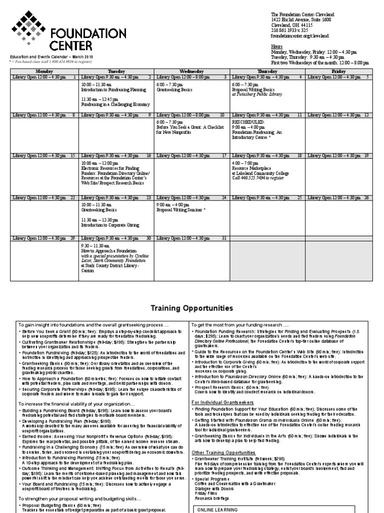 The Foundation CenterCleveland 1422 Euclid Avenue, Suite PDF Fundraising Grant (Money)