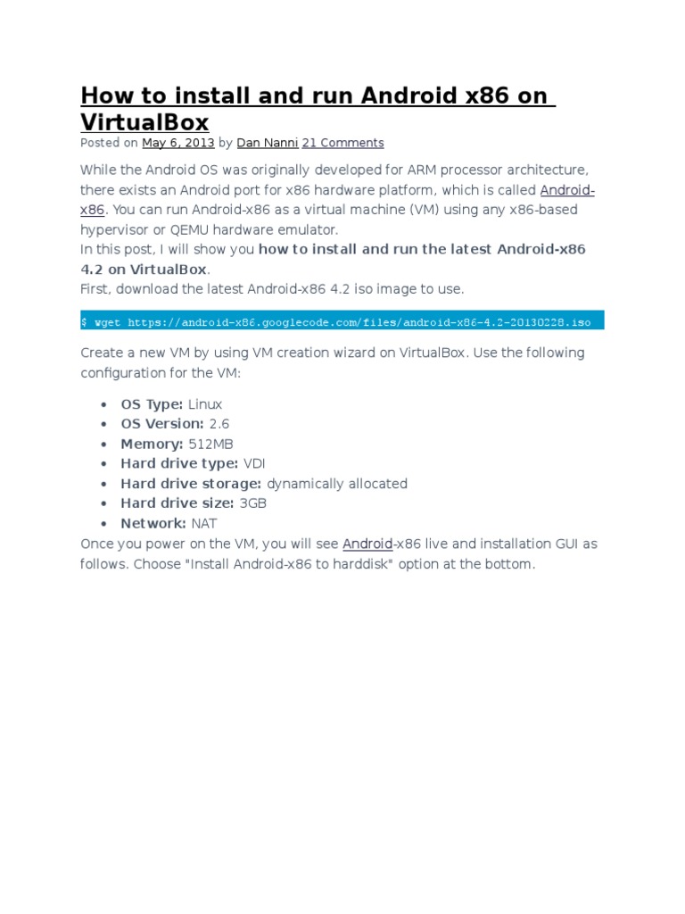 Install Android x86 on VirtualBox Guide | PDF | Virtual Machine ...