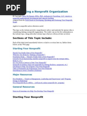 Starting a Nonprofit Organization