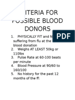 Criteria for Possible Blood Donors