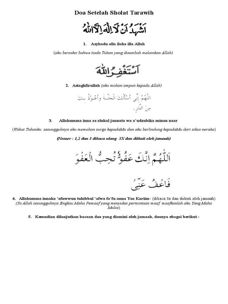 Doa Setelah Sholat Tarawih Doc