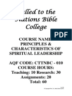 CTTNBC - 010 - Course Outline - Principles & Characteristics of Spiritual Leadership