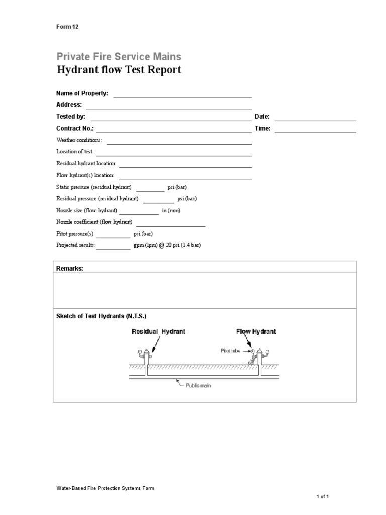 Hydrant Flow Test Report Private Fire Service Mains PDF