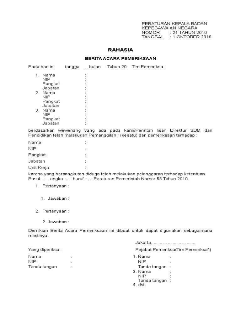 Contoh Berita Acara Pemeriksaan Pdf