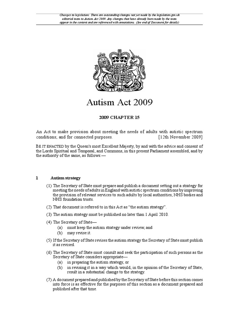 Autism Act 2009 Uk PDF National Health Service Autism