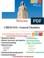 Welcome: CHEM F111: General Chemistry