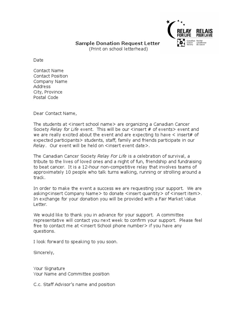 Donation Letter Sample