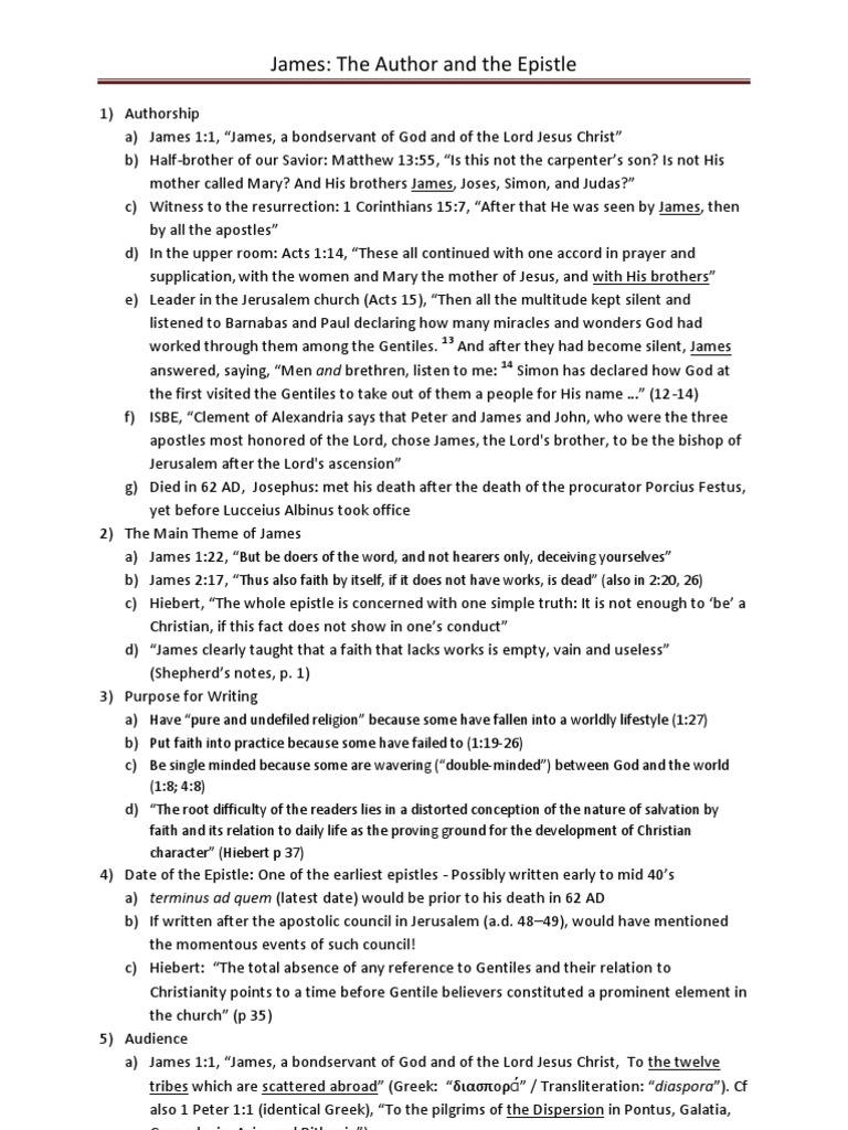 James The Author and The Epistle PDF Epistle Of James