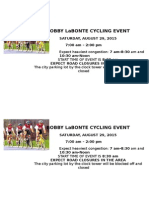 Bobby Labonte Cycling Event: Saturday, August 29, 2015 7:00 Am - 2:00 PM 10:30 Am-Noon Expect Road Closures in The Area