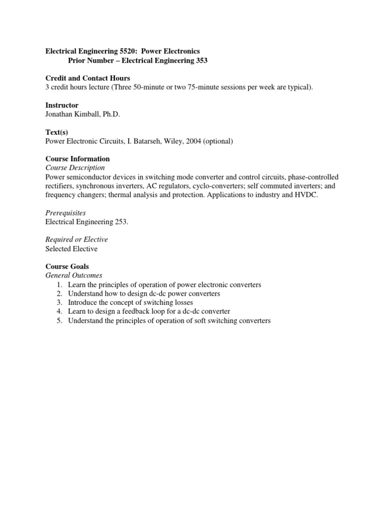 Power Electronics Course Overview | PDF | Science & Mathematics | Computers