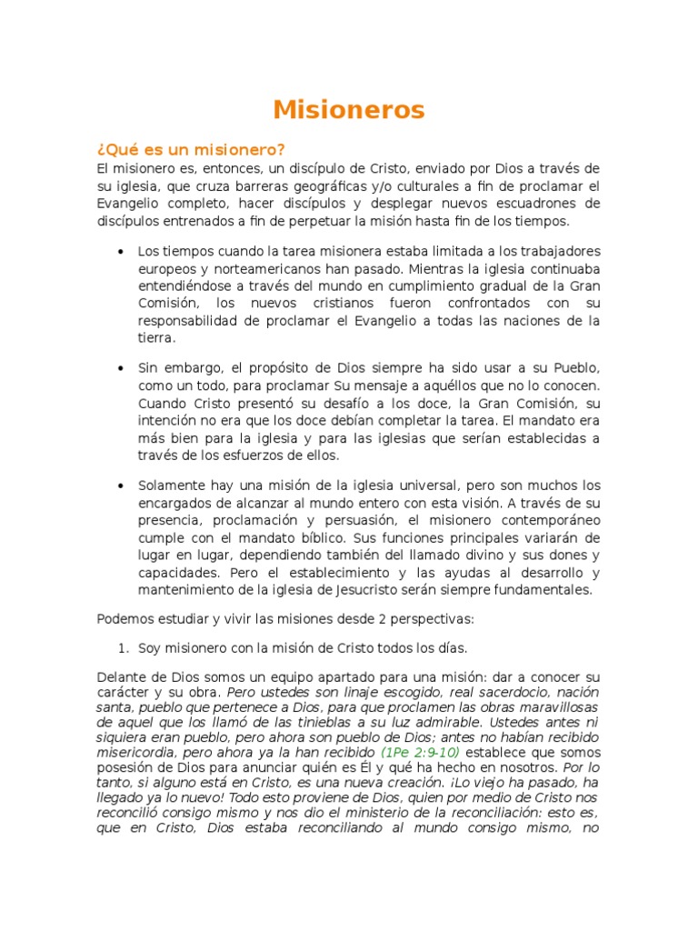Definición y Rol del Misionero | PDF | Misionero | Cristo (título)