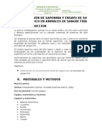 Purificación de Saponina y Ensayo de Su Efecto Toxico en Animales de Sangre Fría