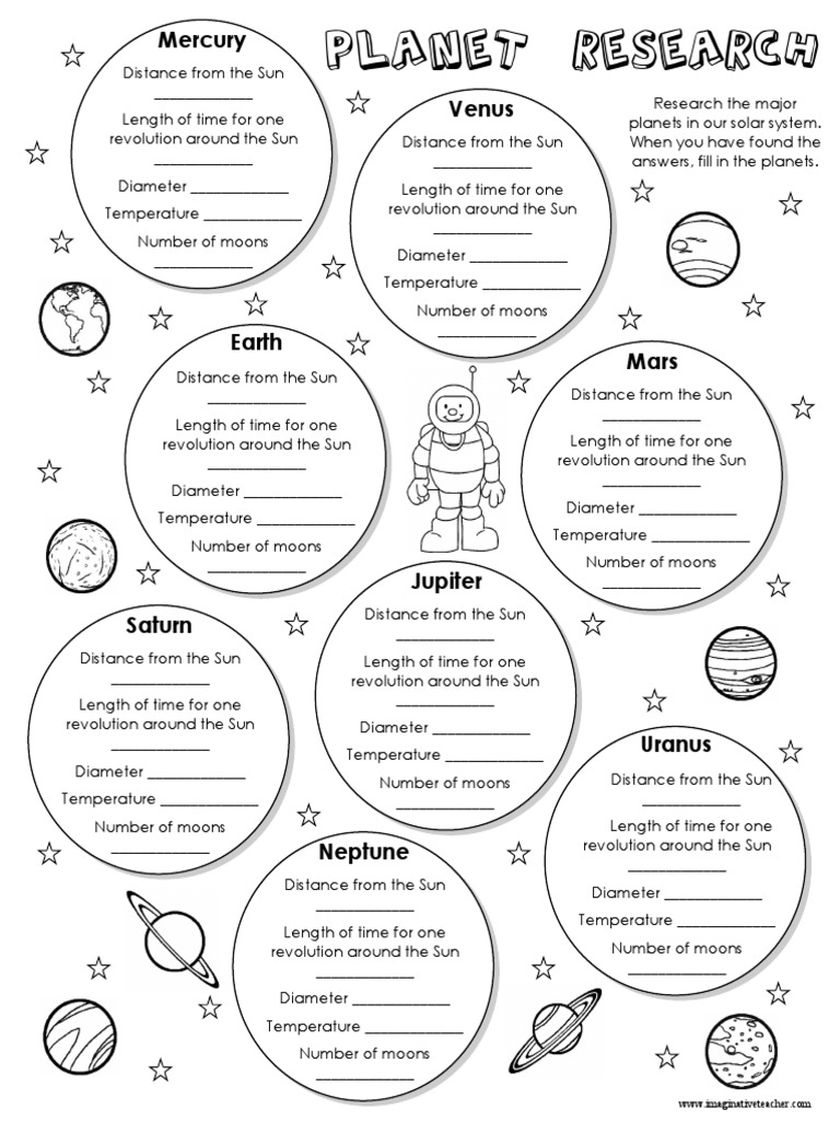 space research worksheet
