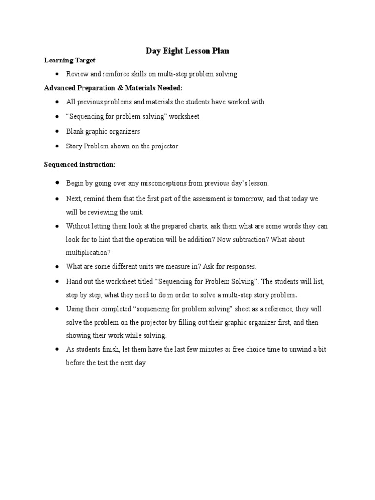 Day Eight Lesson Plan | PDF